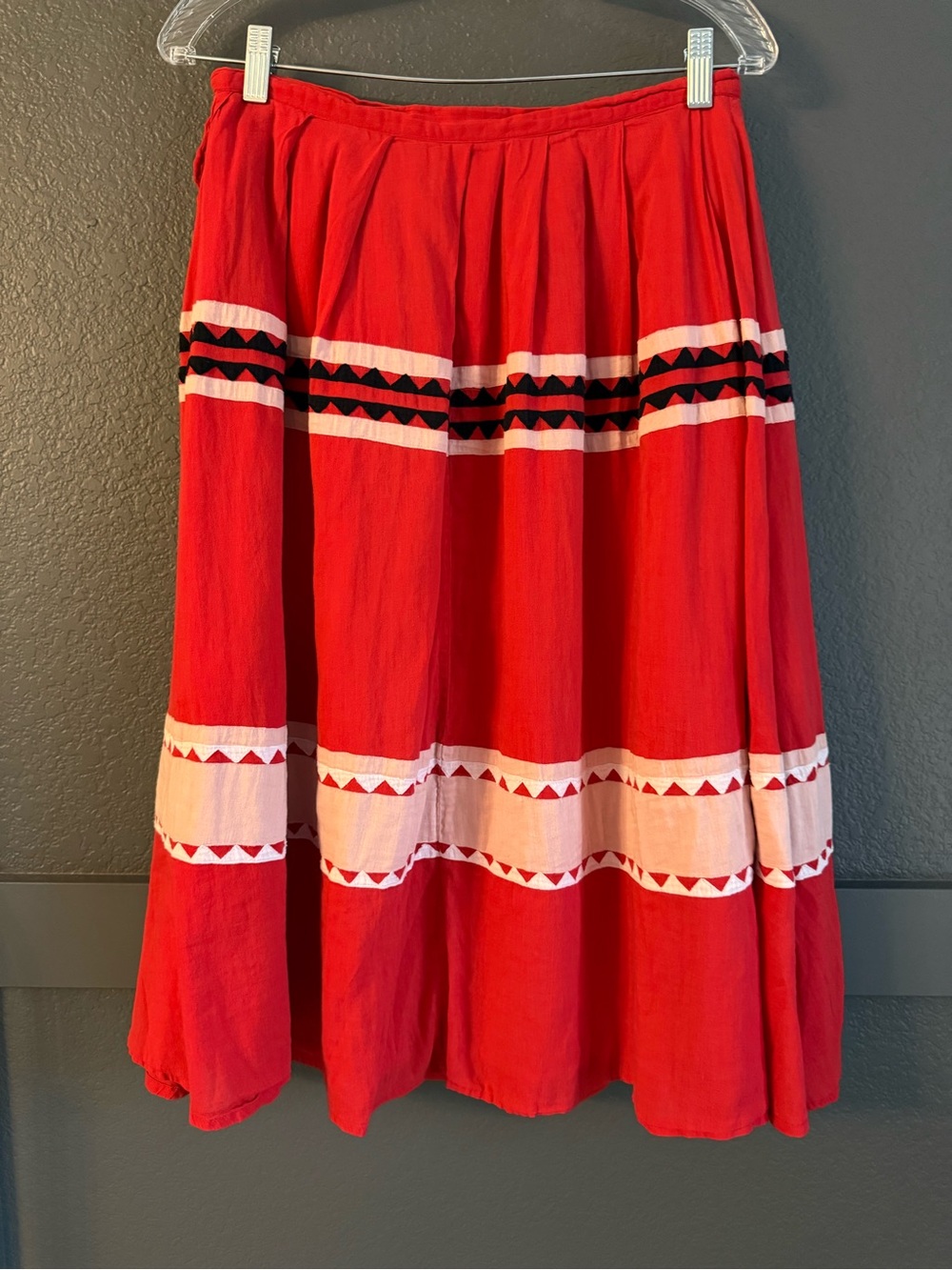 CAROLINA K • Rosa skirt midi red pink white black Medium Anthropologie - Picture 9 of 10